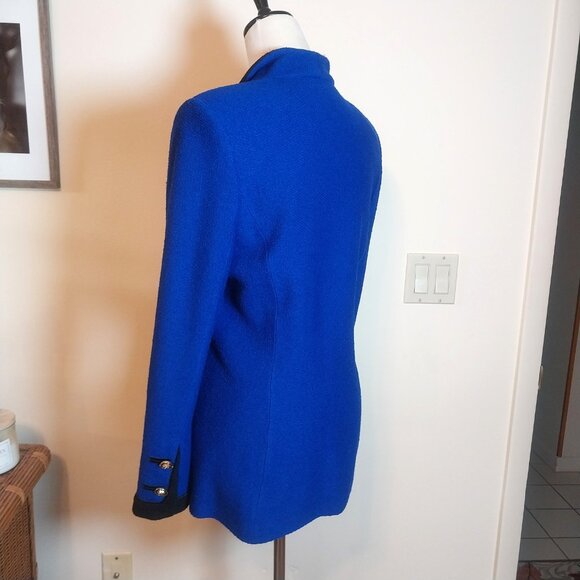 ST JOHN COLLECTION FOR MARIA GRAY BEAUTIFUL COBALT BLUE w/ BLK SZ 8 KNIT JACKET - Picture 8 of 16